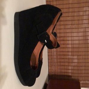 Gentle souls black suede wedges  gently worn. Size 8